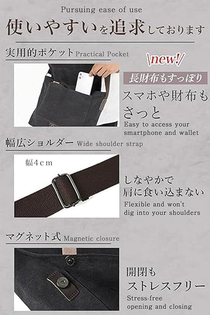 Cota's home Canvas Messenger Bag for Men, Fits 14 Inch Laptop & A4 Documents, Large Capacity Crossbody Shoulder Bag