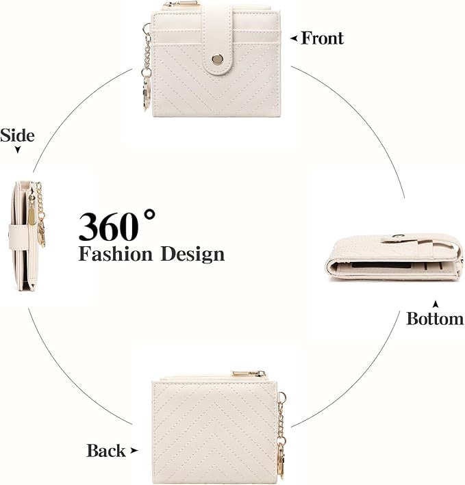 GAEKEAO Slim Wallet for Women, RFID Blocking Credit Card Holder Bifold Wallet with Zipper Coin Pocket, ID Window