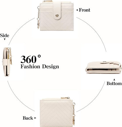 GAEKEAO Slim Wallet for Women, RFID Blocking Credit Card Holder Bifold Wallet with Zipper Coin Pocket, ID Window