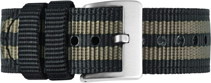 BISONSTRAP Men’s Nylon Watch Bands, Two-Piece Military Watch Straps, Quick Release, Brushed Buckle, Band Width 18mm 19mm 20mm 22mm