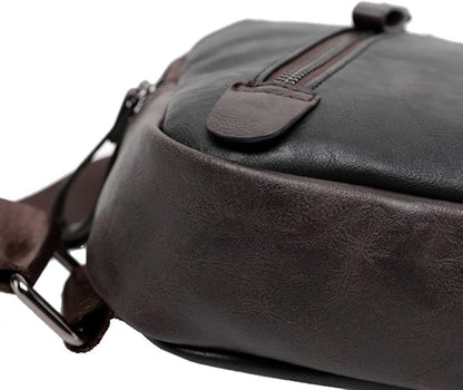 Hebetag Leather Sling Bag Crossbody Backpack for Men Women Travel Outdoor Camping