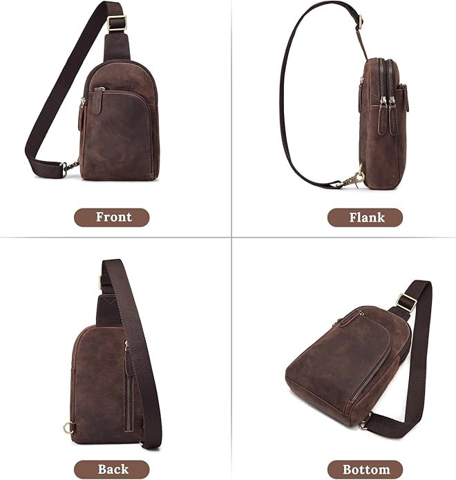 S-ZONE Genuine Leather RFID Blocking Small Sling Bag Women Crossbody Fanny Packs