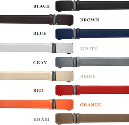 DOOPAI Men's 2 Pack Ratchet Dress Belt - Adjustable 1 3/8" Genuine Leather, Size Length Can Be Cut, With Gift Box
