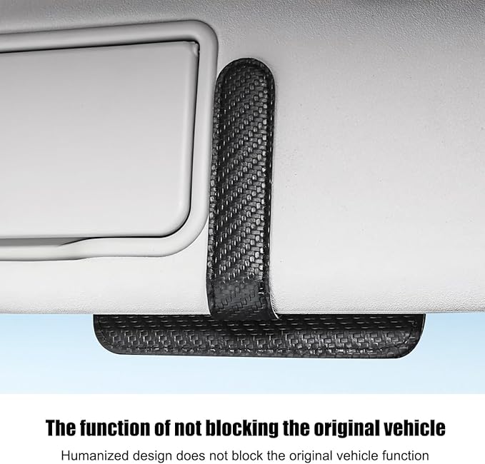 Car Sun Visor Organizer, PU Leather Vehicle Visor Document Storage Pocket for Sunglass Card Pen, Multifunctional Automotive Interior Holder Accessories, Universal Fit (Carbon Black)