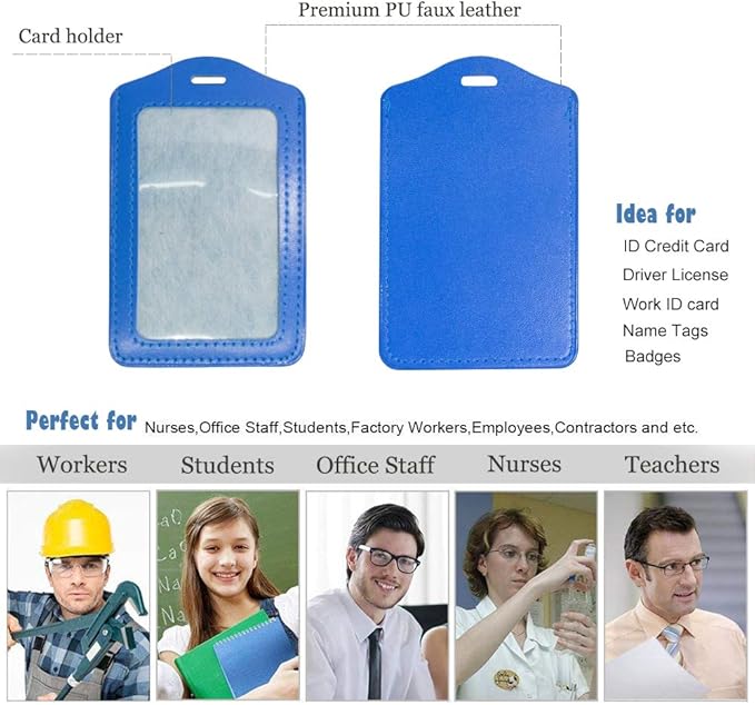 20Pcs PU Leather Business ID Credit Card Badge Holder with Retractable Badge Holder Reel Clip (Vertical Version, Mixed Colors)