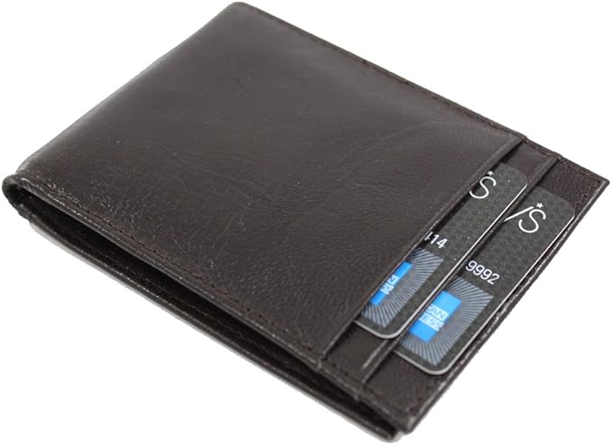 Men's Lambskin Leather Spring Money Clip Compact Bifold Front Pocket Wallet
