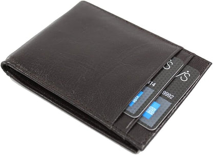 Men's Lambskin Leather Spring Money Clip Compact Bifold Front Pocket Wallet