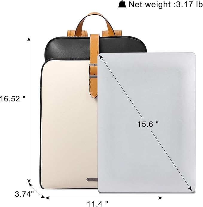 CLUCI Leather Backpack for Women, 15.6 inch Laptop Bag, Large Genuine Work Backpack Travel Back
