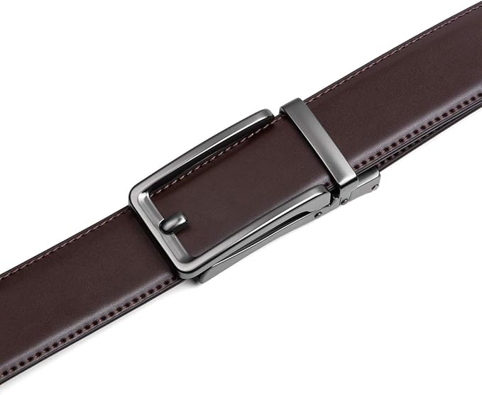 Founders & C Men's Leather Ratchet Comfort Click Belt Dress with Slide Buckle -Adjustable Trim to Fit