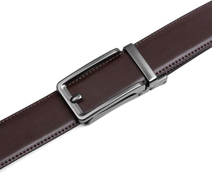 Founders & C Men's Leather Ratchet Comfort Click Belt Dress with Slide Buckle -Adjustable Trim to Fit