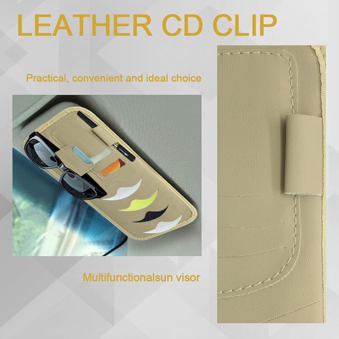 Car Visor Organizer, Sun Glassed Holder, Sunvisor Storage Holder, Car Visor Storage Pocket, PU Leather Pocket Storage Pouch Holder Car Accessories for Sunglasses, Cards, CDs Storage