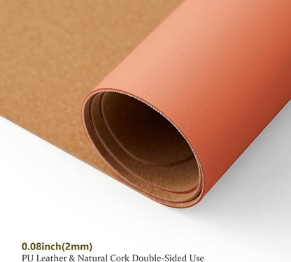 Cork Desk Mat - Small Dual-Sided Desk Pad for Office and Home - Desk Organization and Accessories - Ideal for Large Mouse Pad and Small Desk Mats on Top of Desks(Orange,23.6"x 13.8")