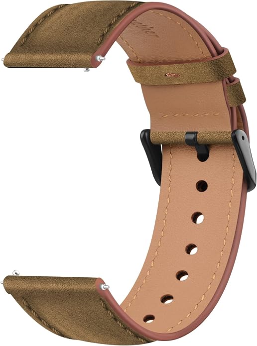 Vancle Quick Release Genuine Leather Watch Band 20mm 22mm Watch Strap, Top Grain Leather Watch bands for Men Women