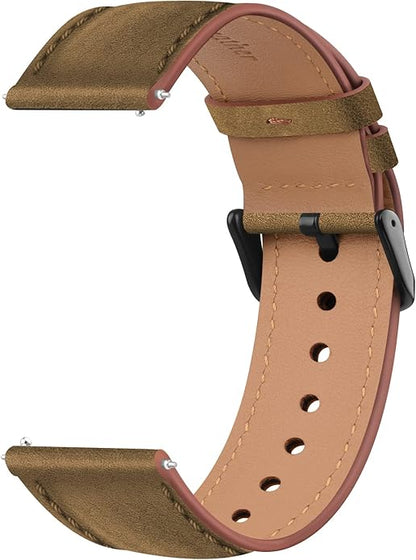 Vancle Quick Release Genuine Leather Watch Band 20mm 22mm Watch Strap, Top Grain Leather Watch bands for Men Women
