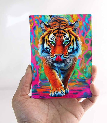 Abstract Tiger Passport Holder for Travel Modern Animal Oil Painting PU Leather Passport Cover Wallet Cute Passport Card Holder for Women and Men