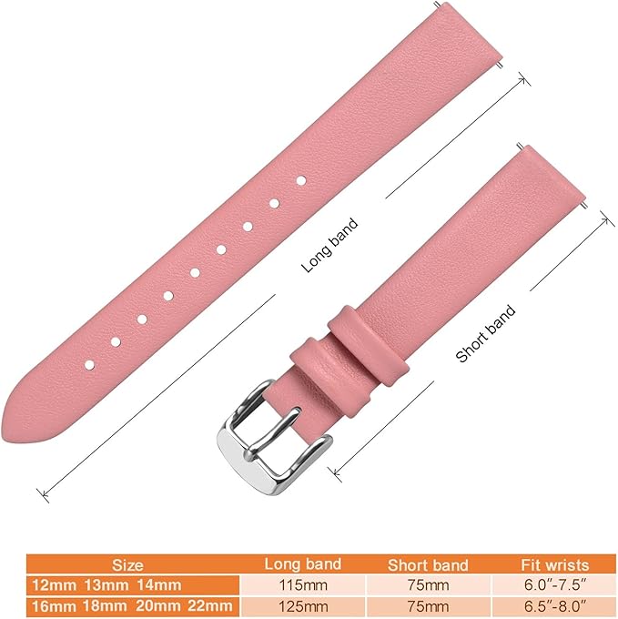 ANNEFIT Watch Bands for Men Women, Top Grain Leather Watch Strap with Quick Release, Band Width 12mm 13mm 14mm 16mm 18mm 20mm 22mm