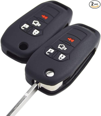 Silicone Rubber Key Fob Cover Protector for Ford Fusion Explorer (Flip Key) N5F-A08TAA 164-R7986 5924003 4 Button Remote Control