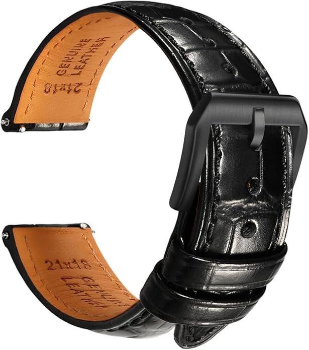 REZERO Leather Watch Bands for Men, Quick Release Watch Straps, Luxury Italian Alligator Grain Embossed Band Replacements 19mm 20mm 21mm 22mm