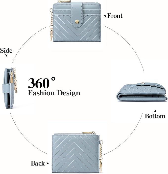 GAEKEAO Slim Wallet for Women, RFID Blocking Credit Card Holder Bifold Wallet with Zipper Coin Pocket, ID Window