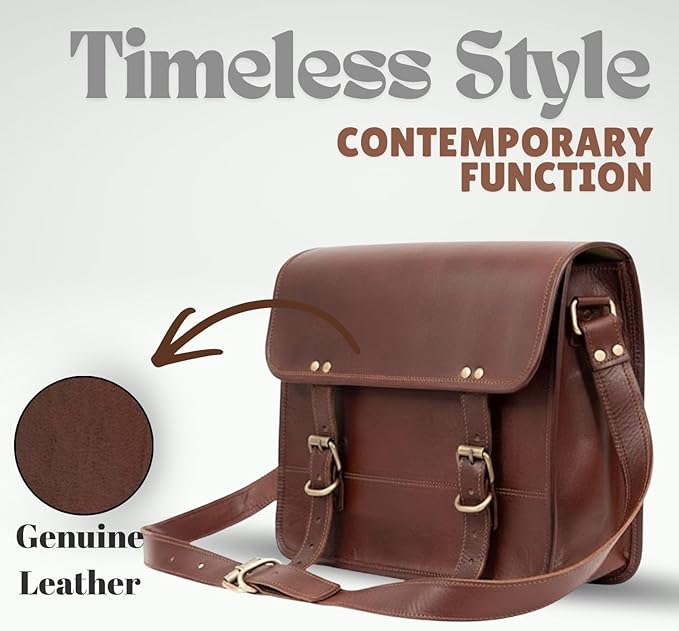 Indian Hando Art 10" Inch Leather Messenger Bag vintage Leather satchel Crossbody Bags for Men and Women (10 inch small)