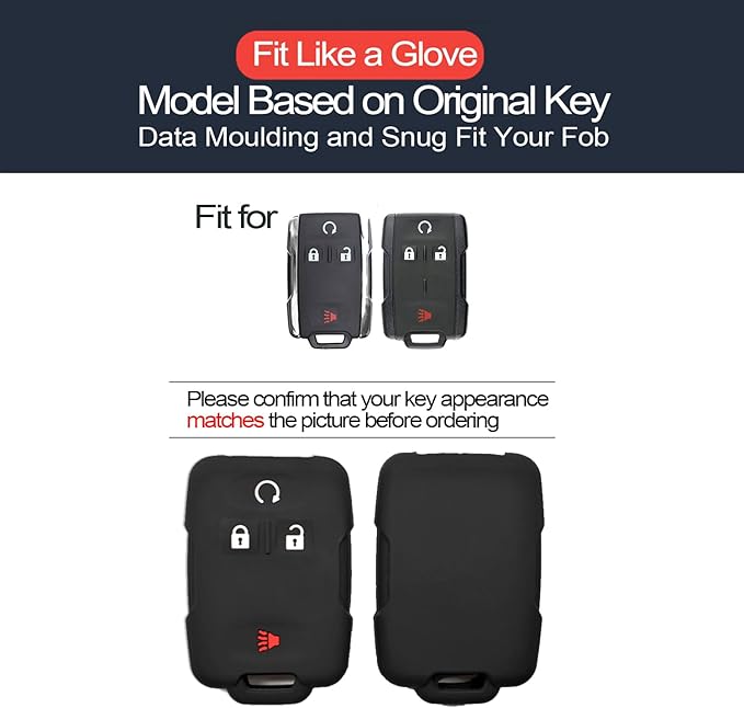 2pcs Compatible with Chevy Chevrolet Silverado Colorado Suburban Tahoe Avalanche Equinox Traverse GMC Canyon Yukon XL Sierra 1500 2500 3500 HD Terrain Acadia Key FOB Cover Case Keychain Holder