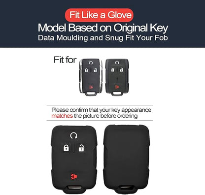 2pcs Compatible with Chevy Chevrolet Silverado Colorado Suburban Tahoe Avalanche Equinox Traverse GMC Canyon Yukon XL Sierra 1500 2500 3500 HD Terrain Acadia Key FOB Cover Case Keychain Holder