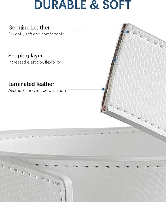 BOSTANTEN Mens Belt Leather Ratchet Belt For Men Dress and Casual with Adjustable Buckle, Trim to Fit