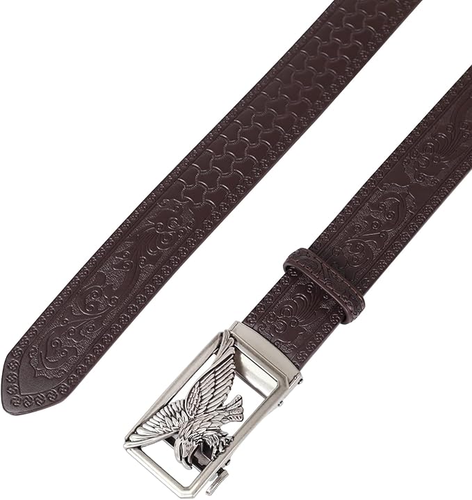 Aurolran Men&Womens Leather Dress Belt Business Automatic Buckle Belt Color-Black Silver Gold