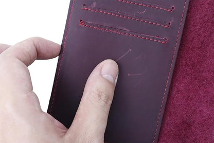 RFID Blocking Passport Holder Travel Wallet Genuine Leather Passport Case Cover Travel Document Organizer (Retro Red)