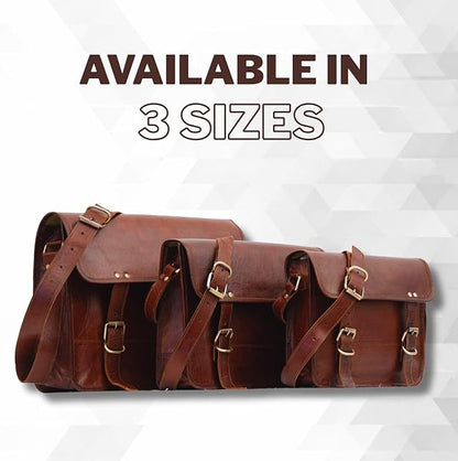 IndianHandoArt 13" Inch Leather Messenger Bag Vintage satchel bag Crossbody Bags for Men and Women unisex office bag (13" (W) x 10" (H) x 3" (D))