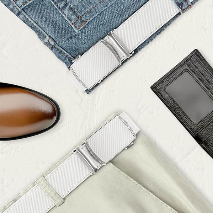 DOOPAI Belt Men, Ratchet Dress Adjustable 1 3/8" Sliding Leather Designer, Size Length Can be Cut, with Gift Box