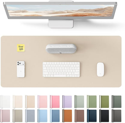YSAGi Leather Desk Pad Protector, Office Desk Mat, Large Mouse Pad, Non-Slip PU Leather Desk Blotter, Waterproof Laptop Desk Writing Pad for Office and Home (23.6" x 13.8", Eggshell)