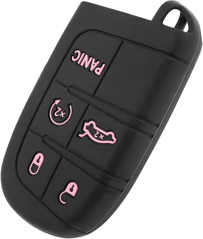 5 Buttons Key Fob Cover,Key Fob Replacement for Protecting Remote Keys,Keys Fob Case Compatible with Jeep Dodge Chrysler (Pink)