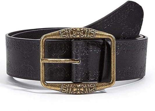Women Western Belt Vintage Metal Buckle Leather Belts Country Cowboy Cowgirl Belt for Jeans Pant Dress
