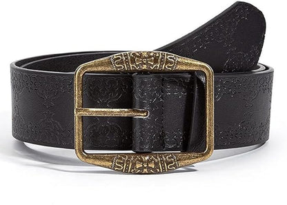 Women Western Belt Vintage Metal Buckle Leather Belts Country Cowboy Cowgirl Belt for Jeans Pant Dress