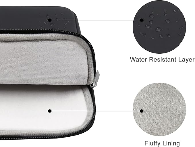 RAINYEAR 13.3 Inch Laptop Sleeve Soft PU Leather Case Water Resistant Padded Zipper Cover Protective Carrying Bag Compatible with 13.3" Notebook Computer Chromebook(Black)