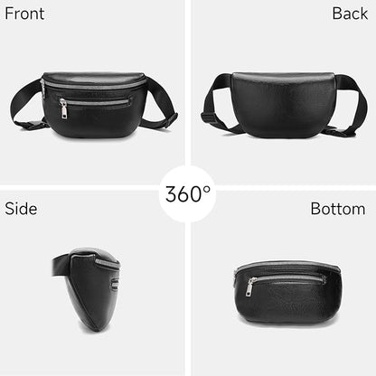 GAEKEAO Fanny Packs Waist Pack for Women Men Vegan Leather Cross body Belt Bag Travel with Adjustable Strap Black