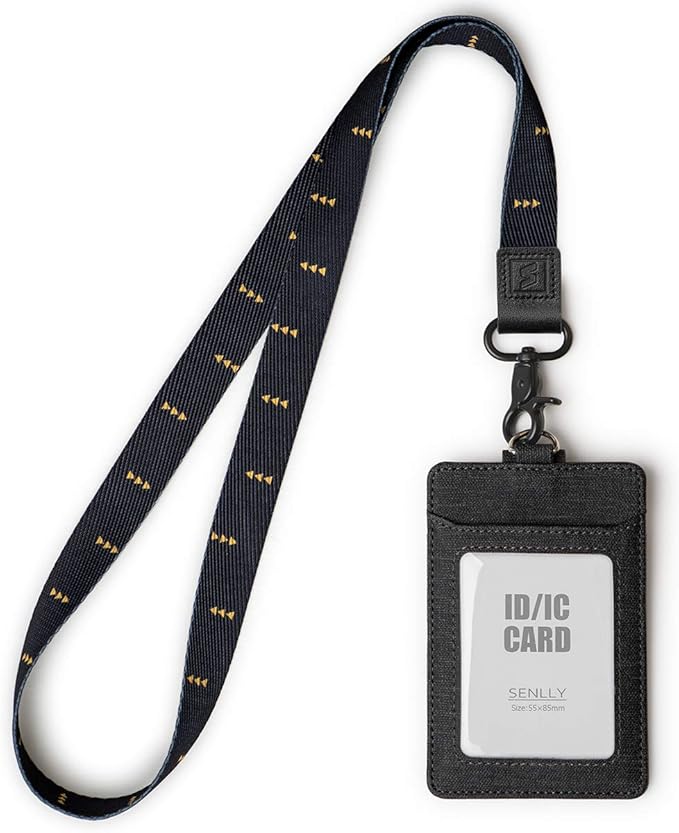 SENLLY ID Badge Holder Gift with Cute Neck Lanyard Strap, 2 Card Slots and 1 Clear ID Window, for Women and Men