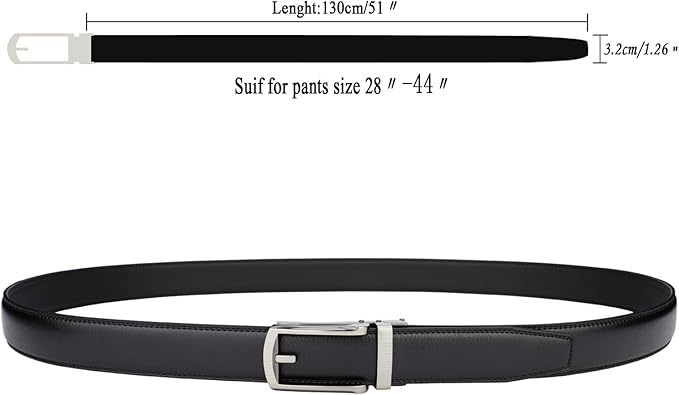 HIMI Men's Comfort Genuine Leather Ratchet Dress Belt with Automatic Click Buckle