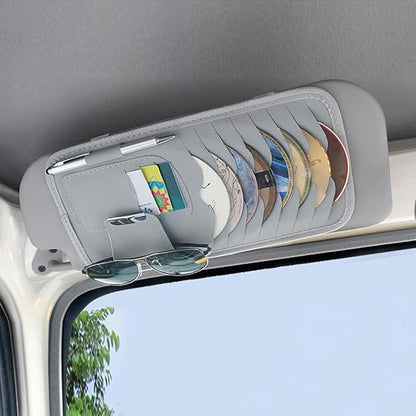 Car Sun Visor Pocket Organizer, Car CD or DVD Holder Storage Case, Multi-Pocket Visor Organizer Storage Pouch, Glasses Clip Storage Bag, Auto Interior Accessories Pocket Organizer (Gray)