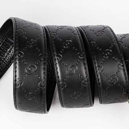Aurolran Men&Womens Leather Dress Belt Business Automatic Buckle Belt Color-Black Silver Gold