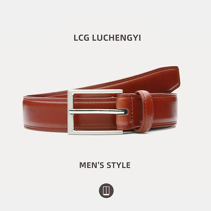 Mens Genuine Leather Dress Belt Classic Casual Belt with Single Prong Buckle for Jeans Pants Work and Business