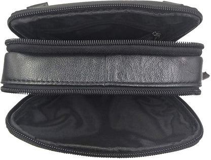Hebetag Small Leather Sling Shoulder Bag Messenger Pack for Men Women Outdoor Travel Business