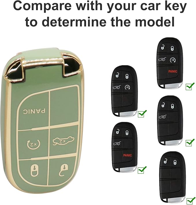 Elegananccy for Jeep Key Fob Cover, Soft Full Protection Key Case Shell Compatible with Jeep Smart Key 3 4 5 Buttons Protector (Green)