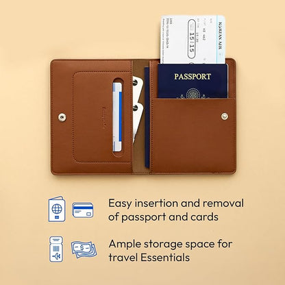 carrotez Family Travel Document Organizer – Premium RFID Blocking Leather Passport Holder & Wallet for 2 Passports, Cards, Boarding Passes & Travel Essentials – Brown