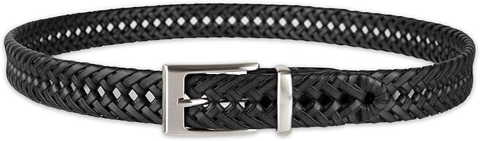 DOCKERS Men's Braided Leather Belt, Fully Adjustable Casual Strap for Everyday Wear