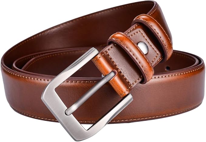 beltox fine Men’s Casual Leather Jeans Belts 1 1/2” Wide 4MM Thick Alloy Prong Buckle Work Dress Belt for Men