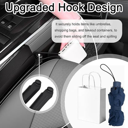 IHOTDER 2026 Upgraded Car Seat Gap Filler 2 Pack,3 in 1 Car Seat Gap Organizer with Slot & Hook for Phone/Keys,Universal Anti-Drop in Between Cars Seats Catcher Fits for Truck SUV