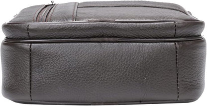 Hebetag Small Leather Sling Shoulder Bag Messenger Pack for Men Women Outdoor Travel Business