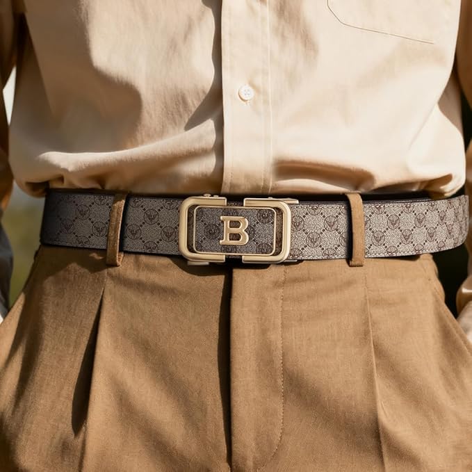 VANNANBA Letter B Buckle Belt, Mens Designer Belts Premium Leather for Dress Casual Jeans Pants